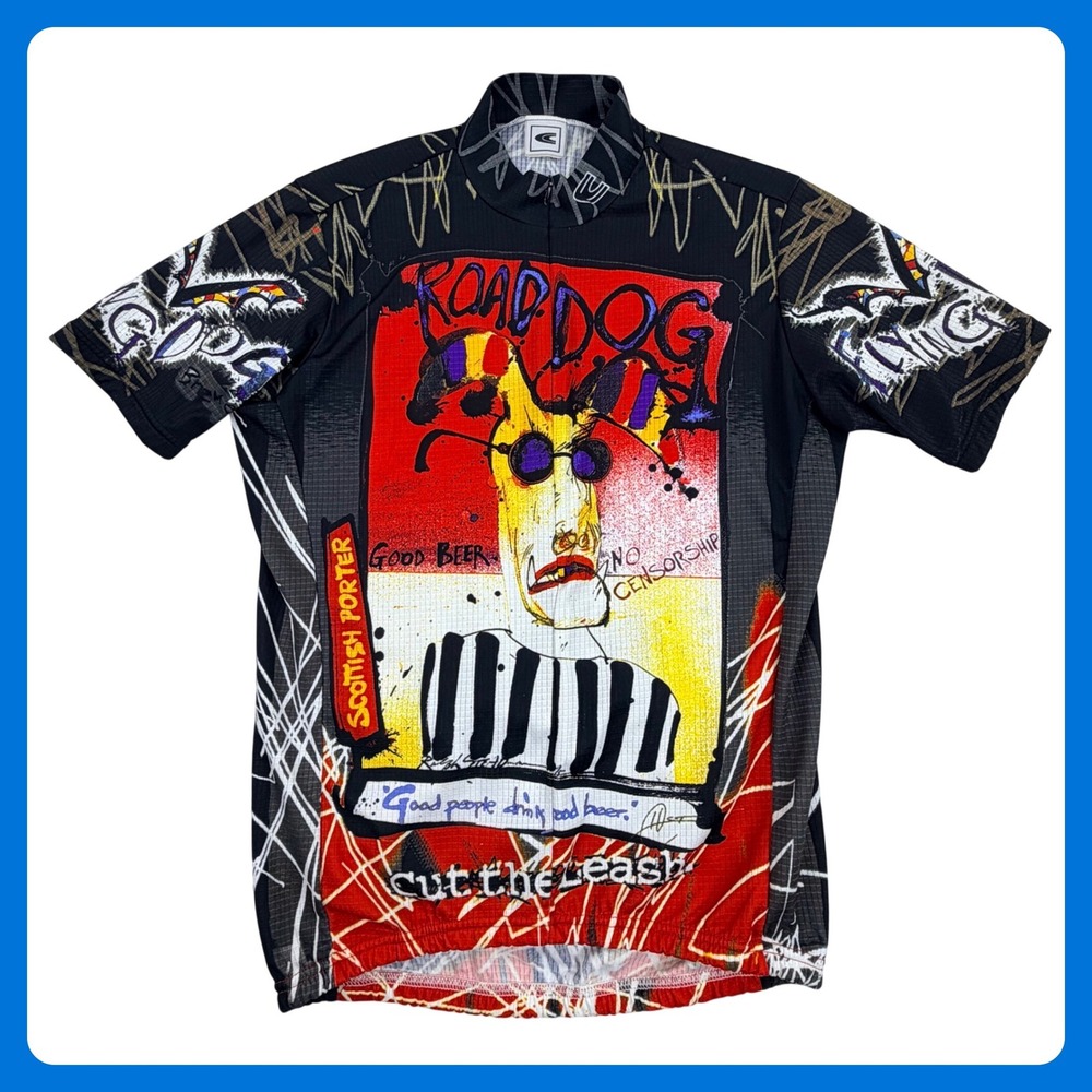 Vintage Colorado Cyclist Road Dog Beer Jersey Men Large Zip Ralph Steadman USA